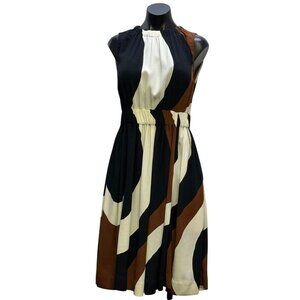 Kate Spade Sleeveless Abstract Print Dress Black/White/Brown 4